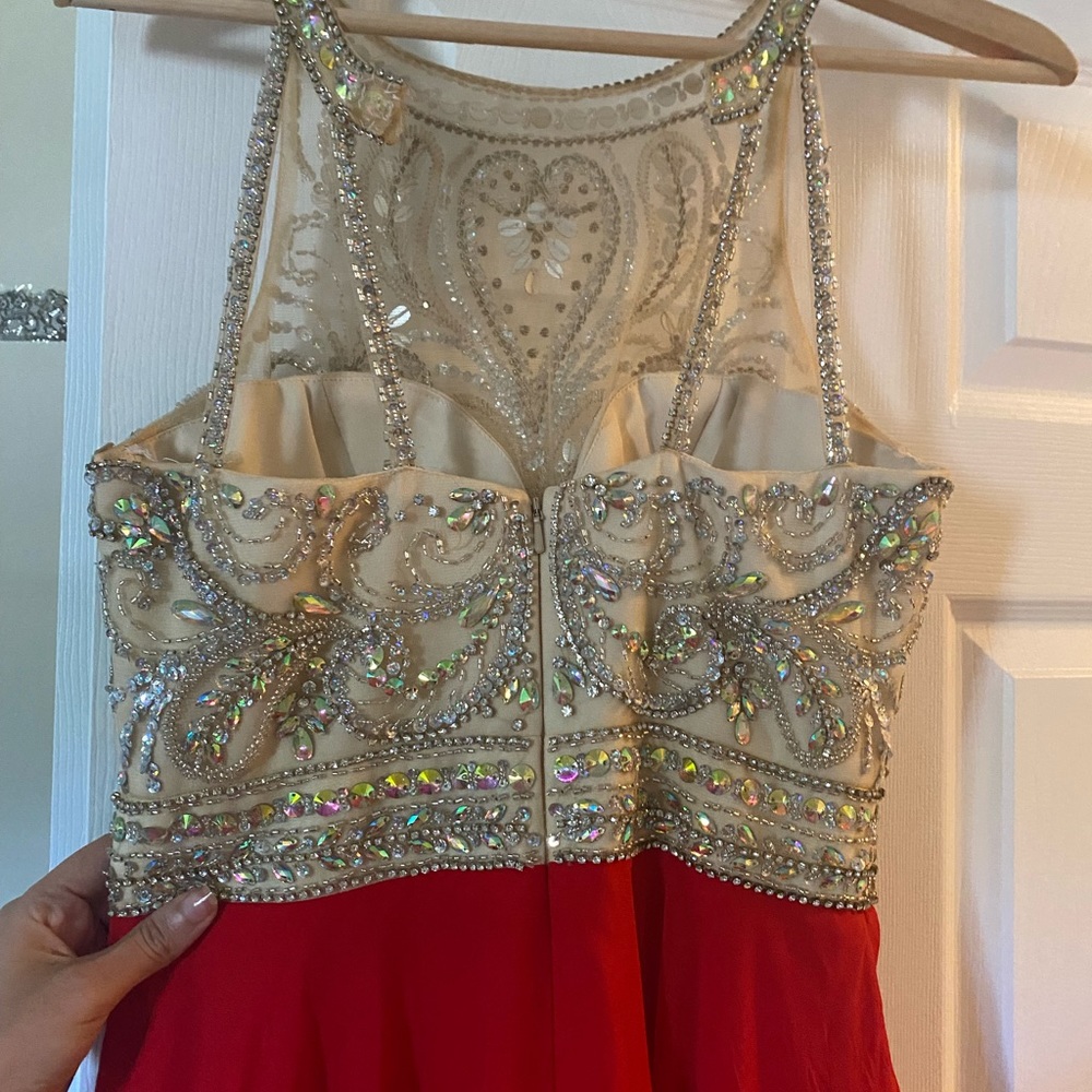 Backless long evening dress